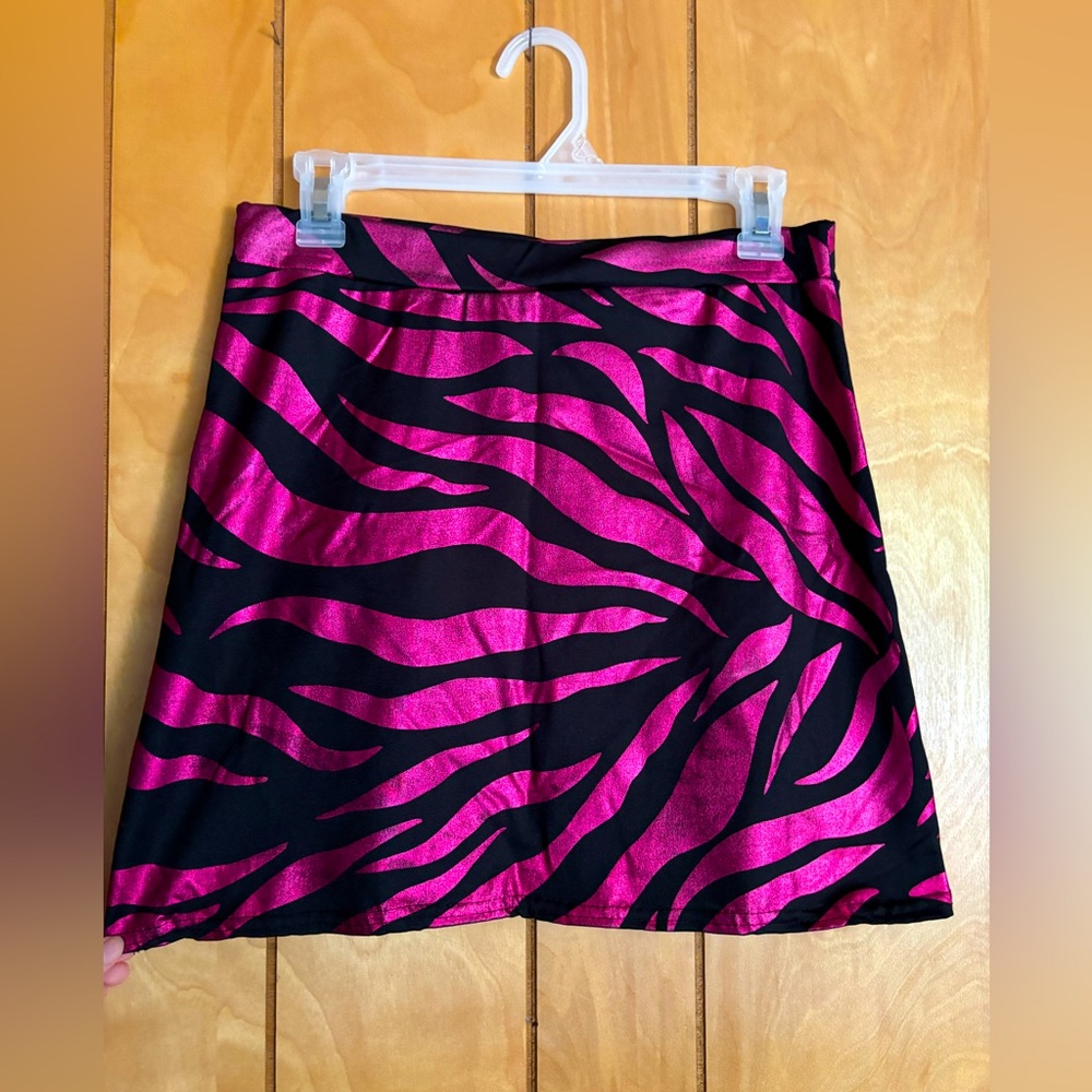 Pre-owned stretchy Pink and Black Zebra Print mini Skirt